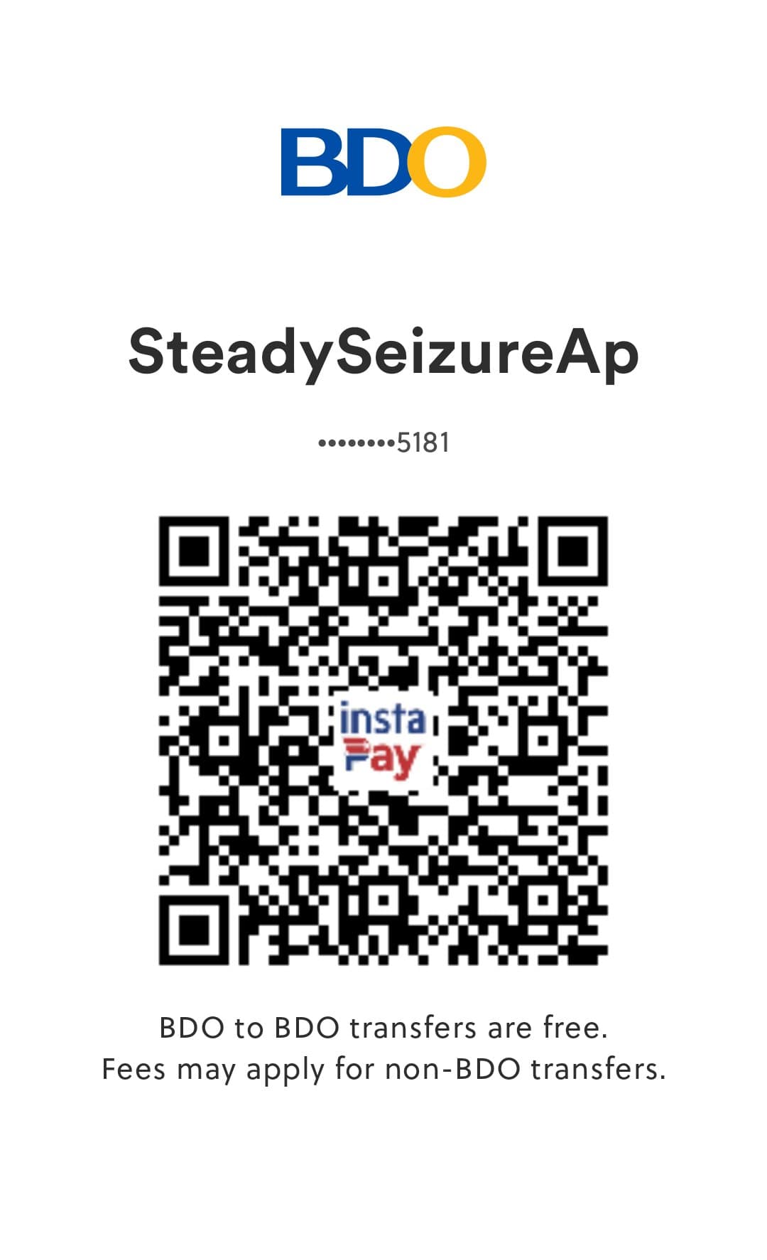 BDO InstaPay QR code for Kristian Jeffrey V. Sacdalan